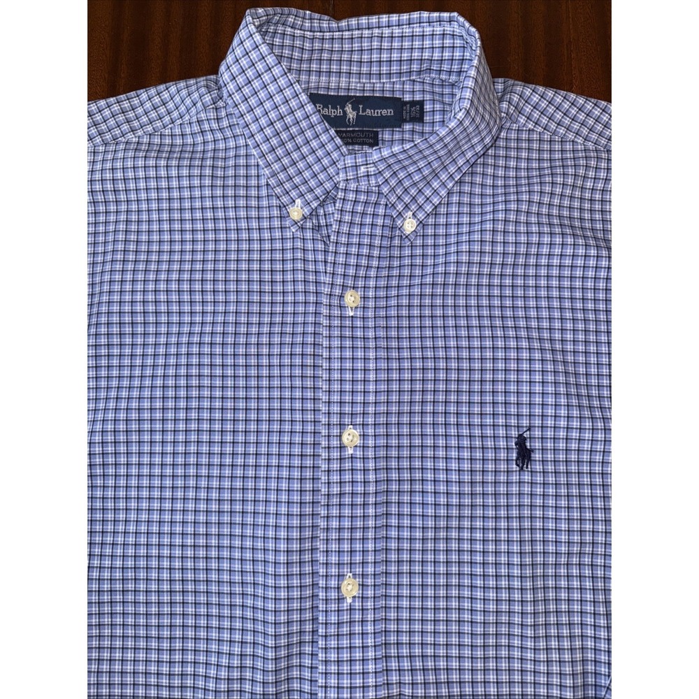 Ralph Lauren Yarmouth Long Sleeve Button Down Shirt Men's Size 16 1/2 32-33 Blue